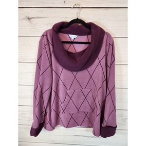 Pajamagram Women's Purple Pockets Cowl Neck Long Sleeve‎ Pullover Sweatshirt  L